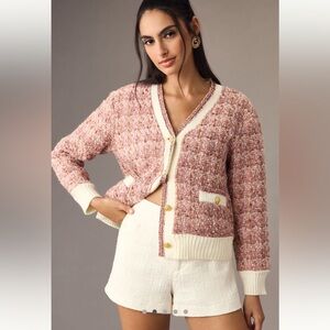 NWT Anthropology Maeve Tweed Lurex Coatigan